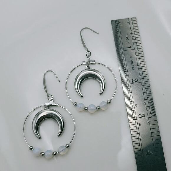 Crescent Moon Hoop Earrings - Picture 2 of 3